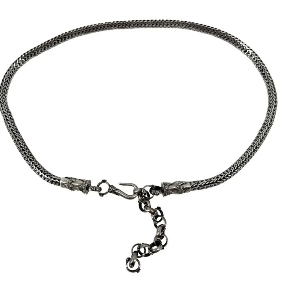 John Hardy Vintage Wheat Sterling Silver Chain Belt Necklace 34” Collectors Item